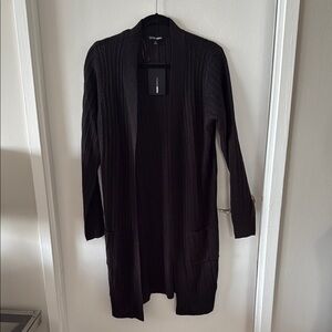 NWT Fashion Nova “Throw It On” Ribbed Cardigan - Black L